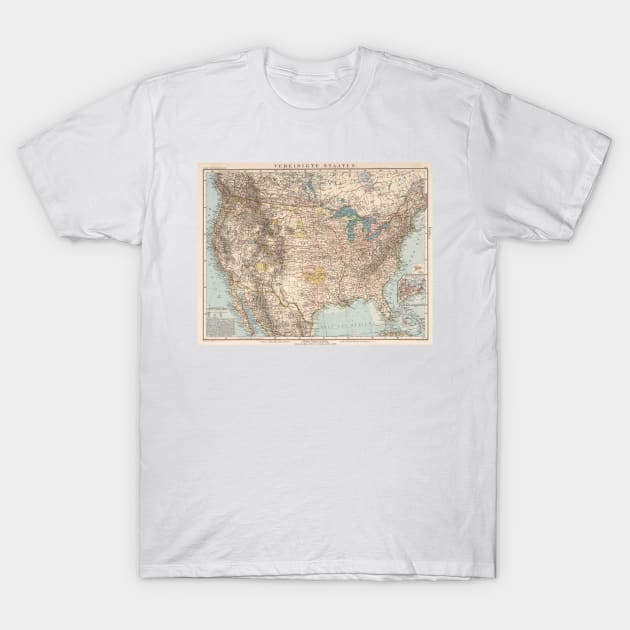 Vintage United States Map (1898) T-Shirt by Bravuramedia